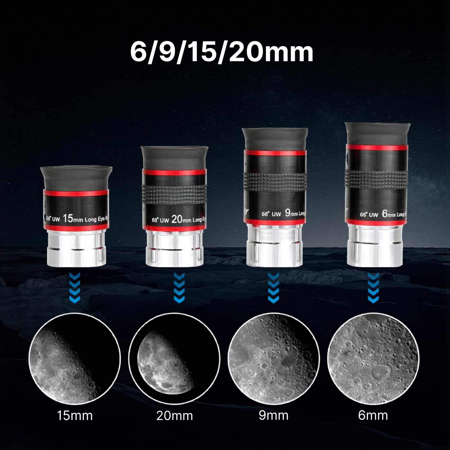 Oculaire - 6mm, 9mm, 15mm, 20mm