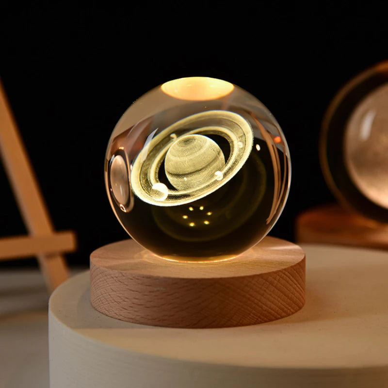 Boule de cristal Saturne 3D