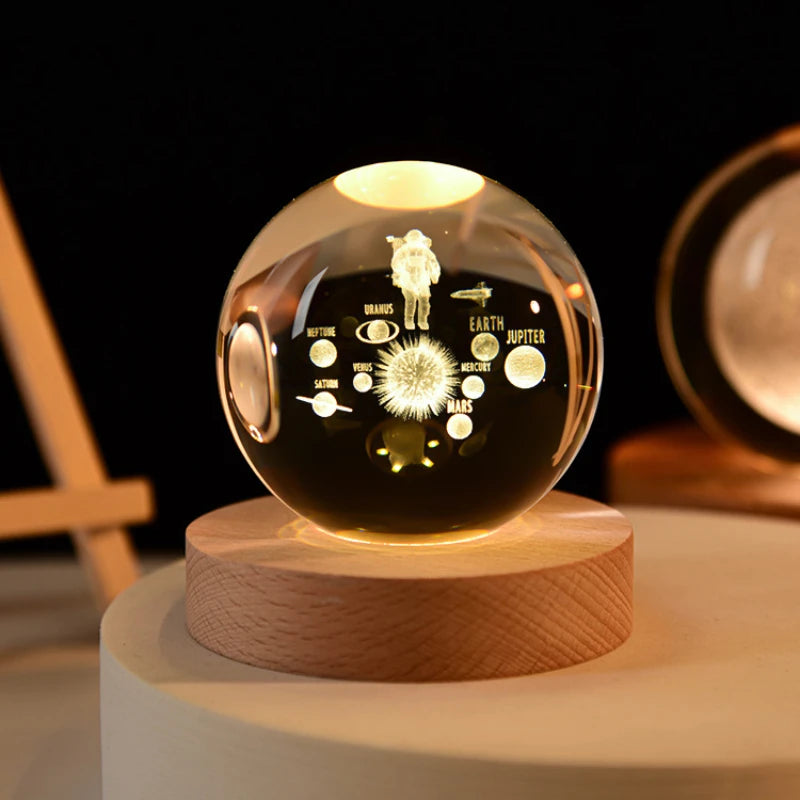 Boule de cristal système solaire 3D