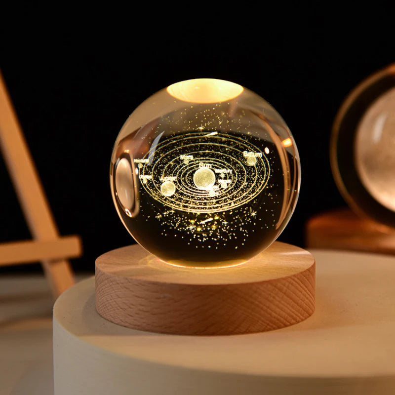 Boule de cristal système solaire 3D